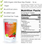 powbab Rose Hips Powder from 100% Wild Organic Rosehip. Premium Rosa Rubiginosa. Seedless Ground Rosehips from Whole Dried Rose Hips. No Added Sugar. Antioxidants. Fair Trade (16 oz)