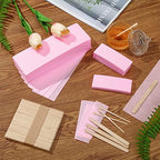 400 Pieces Wax Strips Sticks Kit, Non-Woven Waxing Removal Strips with Wax Applicator Stick for Body Skin Facial Hair Removal Tools(Pink)