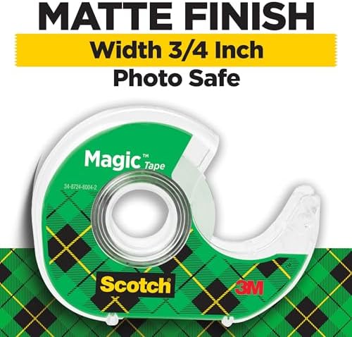 Scotch Magic Tape, Invisible, Home Office Supplies and Back to School Supplies for College and Classrooms, 6 Tape Rolls with Dispensers