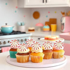 50 PCS Edible Firework Cupcake Toppers Happy Birthday Cake Toppers Wafer Paper Fireworks Birthday Party Decorations for Wedding Graduation Valentine's Day Party Cake Decorations Supplies Red
