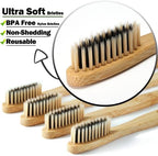 20 Count Bamboo Toothbrushes (Soft+Medium), Natural Wood Toothbrush Bulk, Eco-Friendly, BPA Free, Biodegradable & Compostable Charcoal Wooden - Reusable Travel Toothbrushes
