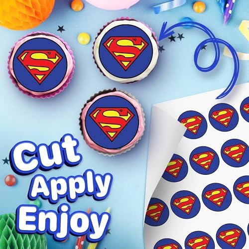 30 x Edible Cupcake Toppers – Hero Logo-Inspired Collection of Edible Cake Decorations | Uncut Edible on Wafer Sheet