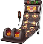 Massage Mat with Heat and 10 Vibrating Nodes, Full Body Massager for Neck and Back Muscle Relaxation with Adjustable Pillows and Heating Pads
