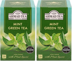 Ahmad Tea Mint Green Tea, Foil Wrapped Teabags, 20 ct (Pack of 2) - Caffeinated & Sugar-Free