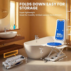 Portable Floor & Bath Lift ，Lightweight Foldable IP68 Waterproof Lift for Seniors，Electric Chair Lift, Remote Control Floor Lift with Padded Backseat, Bathtub Lift Elderly from Floor (Blue)