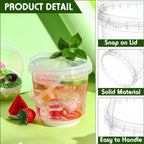 Mifoci 50 Pcs Food Clear Bucket Plastic Gallon Bucket Round Reusable Ice Cream Containers with Lids and Handles Airtight Clear Plastic Tub Freezer Reusable Pail for Popcorn Kitchen Drinks Home(24oz)
