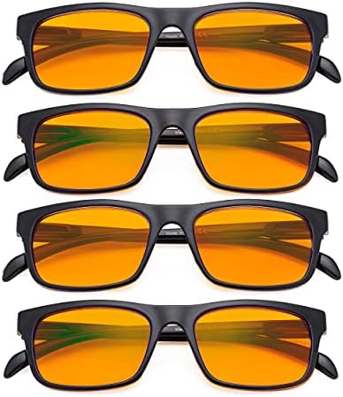 Eyekepper 4 Pack Computer Reading Glasses - Pattern Design Blue Light Blocking Readers for Women Men with Amber Tinted +1.75