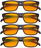 Eyekepper 4 Pack Computer Reading Glasses - Pattern Design Blue Light Blocking Readers for Women Men with Amber Tinted +1.75