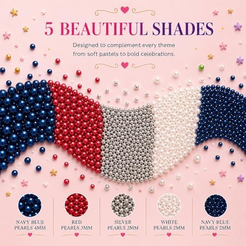 Confect Patriotic Sprinkles Mix – Red, White, Blue, Silver & Navy Pearl Dragees | 5-Pack Cake & Cupcake Decorations | 4th of July | Baking Toppers | Vegan, Gluten-Free, Nut-Free, Soy-Free, Dairy-Free, Palm Oil-Free, No Artificial Dyes - 5 Oz
