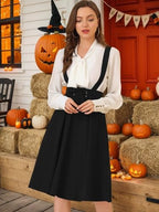 Allegra K Women's Cute Suspender Skirt High Waist Overall Corset Skater Skirt Short Mini Dress