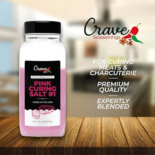 Crave Pink Curing Salt #1 2.0 LB JAR - Prague Powder, Instacure #1- Made in USA, Premium Cure for Sausage, Bacon, Ham, Jerky and Meat Preservation