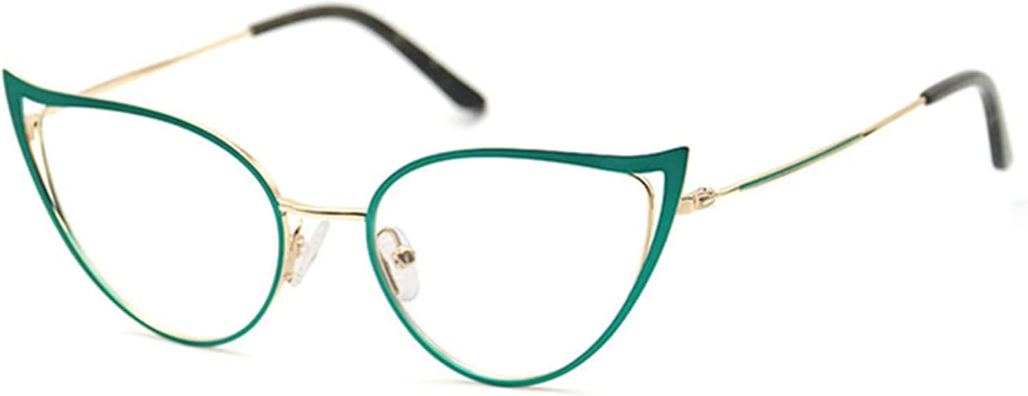 Cat Eye Reading Glasses For Women Metal Frame Blue Light Blocking Computer Readers