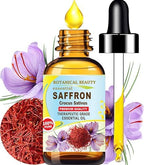 Botanical Beauty Saffron Oil (Kesar) Crocus Sativus Essential Oil 100% Natural for Face, Skin, Body, Hair, Nail Care, Dried and Damaged Skin, Aromatherapy 0.33 Fl Oz - 10 ml
