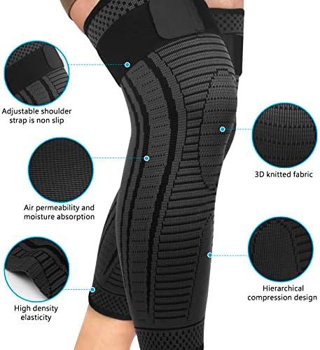 Full Leg Compression Sleeves 2 Pack Long Knee Support for Men and Women for ACJ, Meniscus Tear, Arthritis