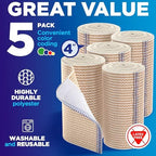 High-Performance Elastic Bandage Wrap - 4” (5pk) - Self-Closing Strong Compression Reusable Bandage Wrap for Leg, Ankles, Wrists, and Knees - for First Aid Kit and After Surgery Recovery - Latex Free