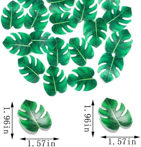 YOcity 48Pcs Edible Tropical Plam Leaves Cake Toppers Wafer Paper Tropical Palm Leaves Cupcake Toppers for Hawaii Theme Jungle Summer Party Birthday Wedding Baby Shower Cake Decoration