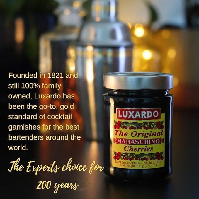 Luxardo The Original Maraschino Cherries | Gourmet Italian Maraschino Cherries | Ideal for Cocktails and Desserts, 400g Jar