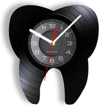 12 Inch Dental Tooth Wall Clock, Modern Decorative Analog Black Vinyl Record Wall Clock Silent Quartz Non Ticking Battery Operated for Dental Clinic Office Decor Dentist Doctors Gifts