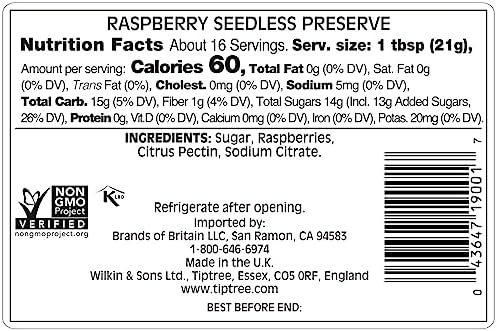 Tiptree Raspberry Seedless Preserve, 12 Ounce Jar