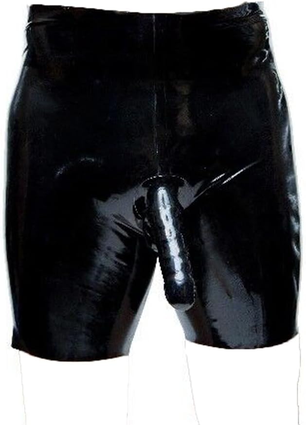 LEIMI Men's Latex Rubber Cycle Shorts with Sheath Latex Pants