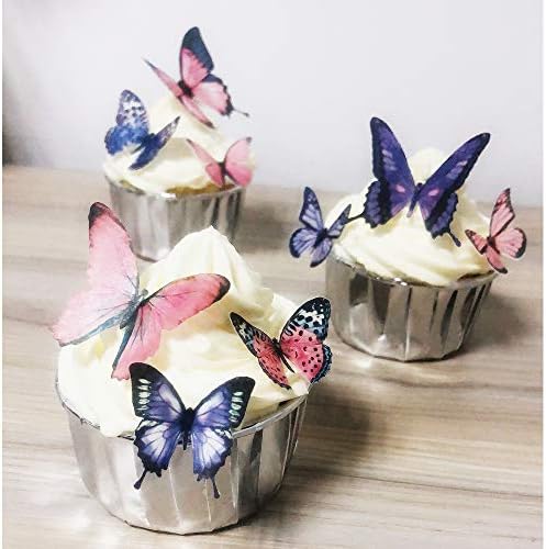 Edible Wafer Paper Butterflies set of Wedding Birthday Party (Purple Pink 72pcs)