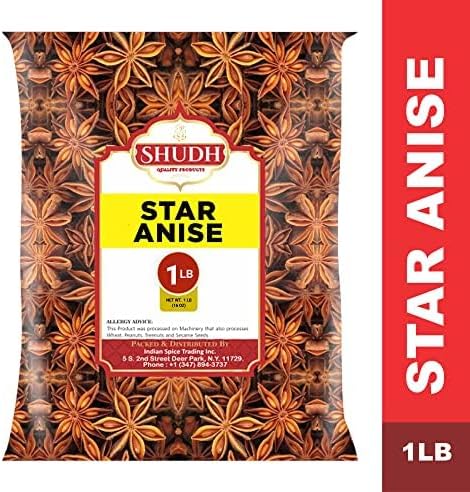STAR ANISE WHOLE 1 LB | Seeds Pods ~ All Natural | Vegan | Gluten Friendly | NON-GMO | Whole Chinese Anise Star Pods Sun Dried Spice, Anis Estrella/Badian Khatai/ Illicium Verum, Widely Used for Baking, Cooking, and Tea