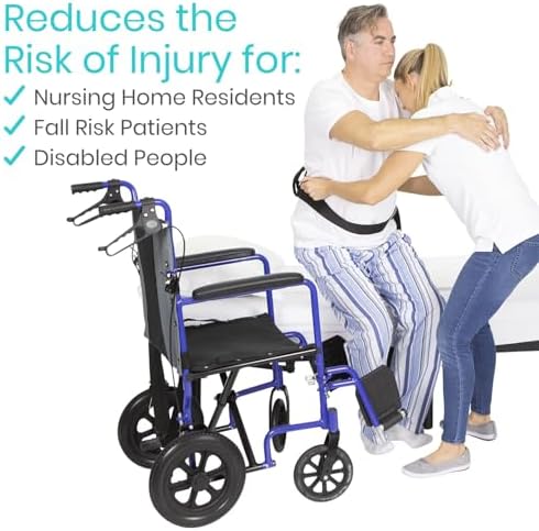 Vive Gait Belt (300lbs) Transfer Belt with Handles - Medical Nursing Safety Patient Assist - Bariatric, Elderly, Handicap, Physical Therapy - PT Gate Strap Quick Release Metal Buckle, Grabbing Teeth
