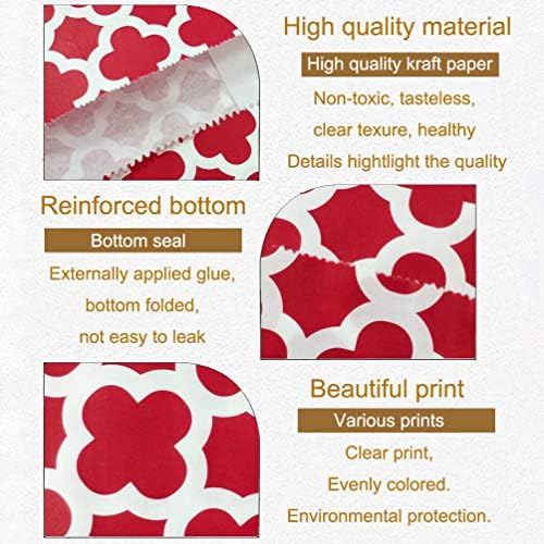 KEYYOOMY 100 Pcs Red Candy Buffet Bags - Small Polka Dot Paper Treat Bags for Wedding & Birthday Party (5 x 7 inch)
