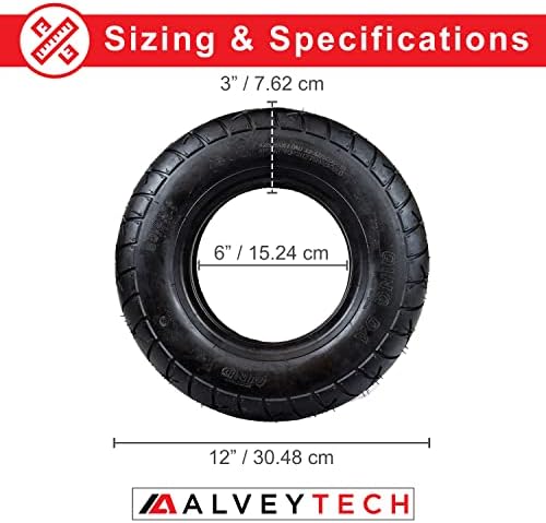 AlveyTech 4.10/3.50-6 (300/70-6 Alternative) Tire and Inner Tube Set - Replacement Fits the ActiveCare Medical Prowler 3310, 3410, Afikim Afiscooter C3 and S4 Mobility Scooter/Go-Kart and Hand Truck
