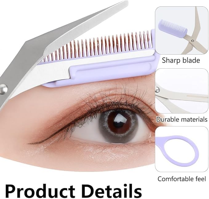 Eyebrow Trimmer Scissor,Eyebrow Trimmer for Women Men,Eyebrow Scissors with Comb,Non-Slip Eyebrow Cutter Eye Brow Razors,Eye Brow Shaper Trimming Scissors Makeup Tool (Black)