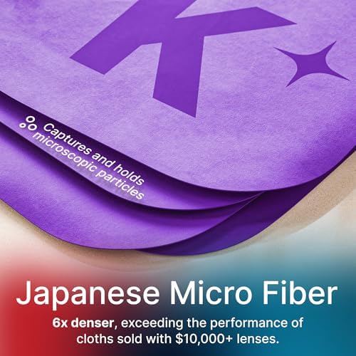 Koala Lens Cleaning Cloth | Japanese Microfiber | Glasses Cleaning Cloths | Eyeglass Lens Cleaner | Eyeglasses, Camera, VR/AR Headset, and Screen Cleaner | Blue & Purple (Pack of 2)