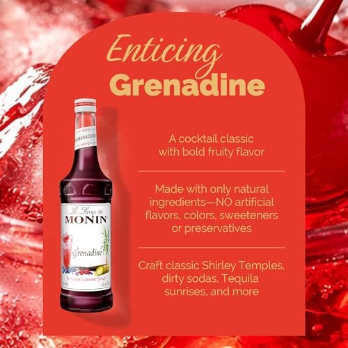 Monin - Grenadine Syrup, Delightfully Sweet, Natural Flavors, Great for Cocktails, Mocktails, Sodas, and Smoothies, Non-GMO, Gluten-Free (750 ml)