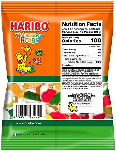 HARIBO Gummi Candy, Mini Rainbow Frogs, 5 oz. Bag (Pack of 12)