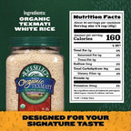 RiceSelect Organic Texmati White Basmati Rice, Premium Non-GMO Gluten-Free Long-Grain White Rice, 32-Ounce Jar
