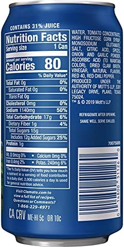 Clamato Original Tomato Cocktail, 11.5 fl oz can (Pack of 24), Flavored With Tomato Juice & Spices, Perfect Mixer for the Authentic Michelada, Bloody Mary Drinks, and Seafood Cocktail