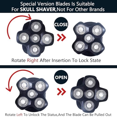 Brand 5 Blades Shaver Replacement Head Compatible with Skull Shaver, Magnetic Version Head Shaver Replacement Heads Compatible with Skull Shaver