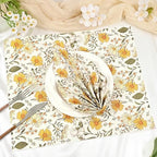 Homlouue Daisy Floral Napkins, 100PCS 3-Ply Disposable Hand Towels for Bathroom Guest, Floral Paper Napkins Decorative for Spring Summer Fall Party