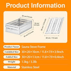 Sauna Stone Basket for Wood Stove Charcoal Basket Stainless Steel Foldable Multi-Purpose Sauna Stone Holder for Outdoor Camping