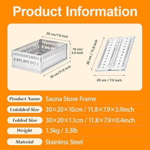 Sauna Stone Basket for Wood Stove Charcoal Basket Stainless Steel Foldable Multi-Purpose Sauna Stone Holder for Outdoor Camping