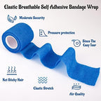 24 Pack Self Adhesive Cohesive Bandage Wrap, 2” x 5 Yards Blue Athletic Tape Pre Wrap Elastic Medical Tape Non Woven Bandage Rolls Vet Wrap for First Aid Medical, Sports, Knee, Ankle, Wrist Sprains