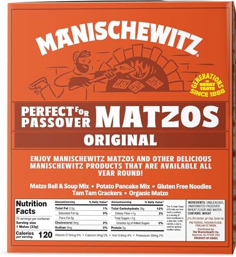 Manischewitz Passover Matzo (5x1lb Boxes) The Original Manischewitz Passover Matzo | Two Ingredients only - Flour and Water - 18 Min Matzo | Unsalted | Kosher for Passover and Year Round