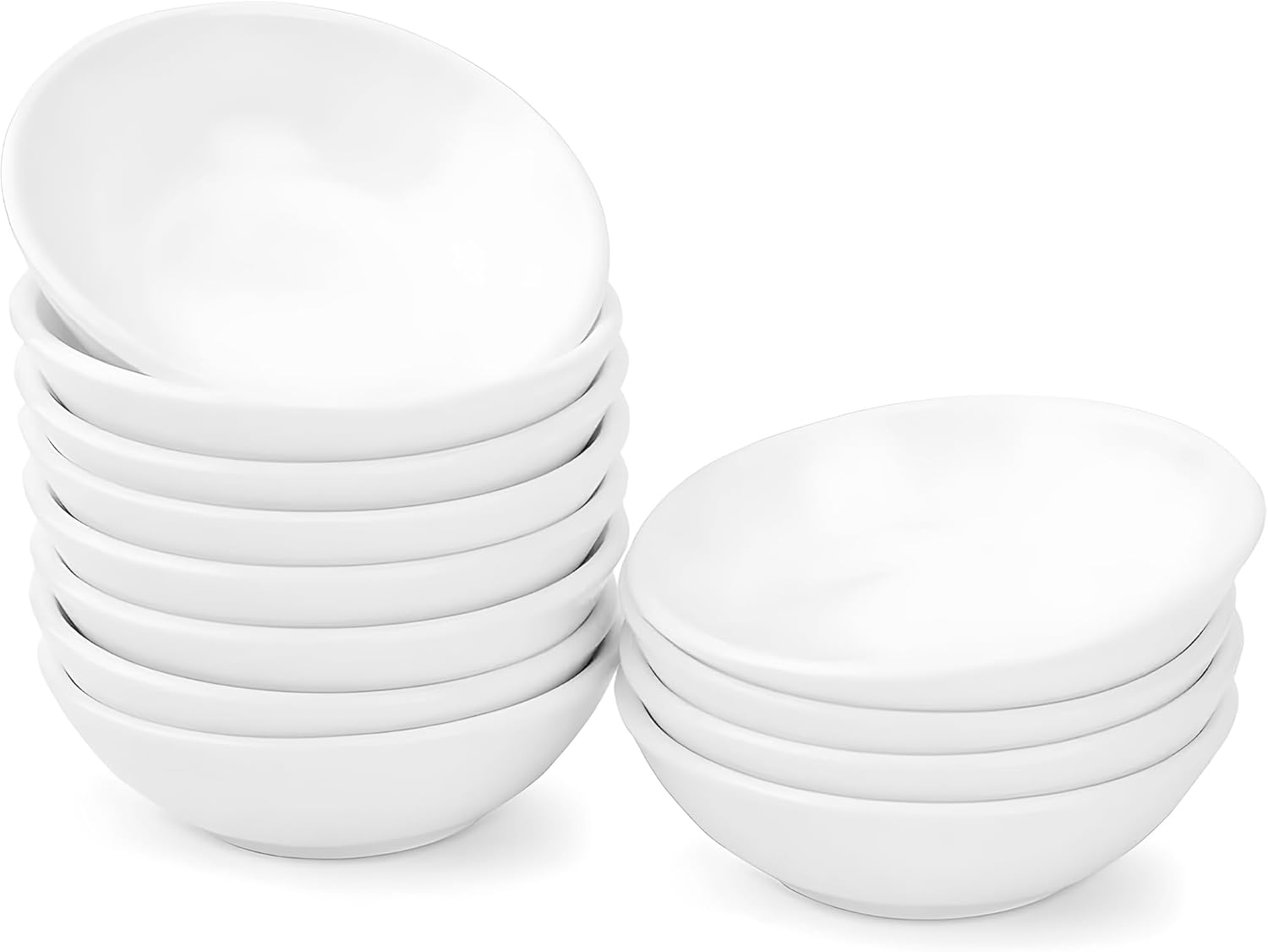 UIBFCWN 12 Pack Soy Sauce Dish 3inch Ceramic Dipping Bowls Bulk, 1.2 Oz White Dipping Sauce Bowls/Dishes, Small Dipping Sauce Cups for Sushi Ketchup Olive Oil Appetizer