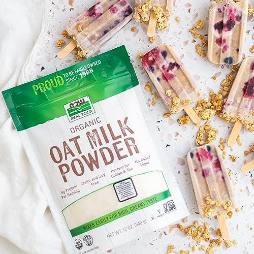 NOW Foods, Organic Oat Milk Powder, Dairy and Soy Free, No Sugar Added, Vegan, NGMO, Gluten Free, 12 Ounce