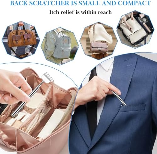 12PCS Stainless Steel Back Scratchers for Women Men with Pocket Clip Portable Telescoping Metal Claw Back Scratchers/Hand Massager Tool for Thanksgiving Birthday Christmas Gifts