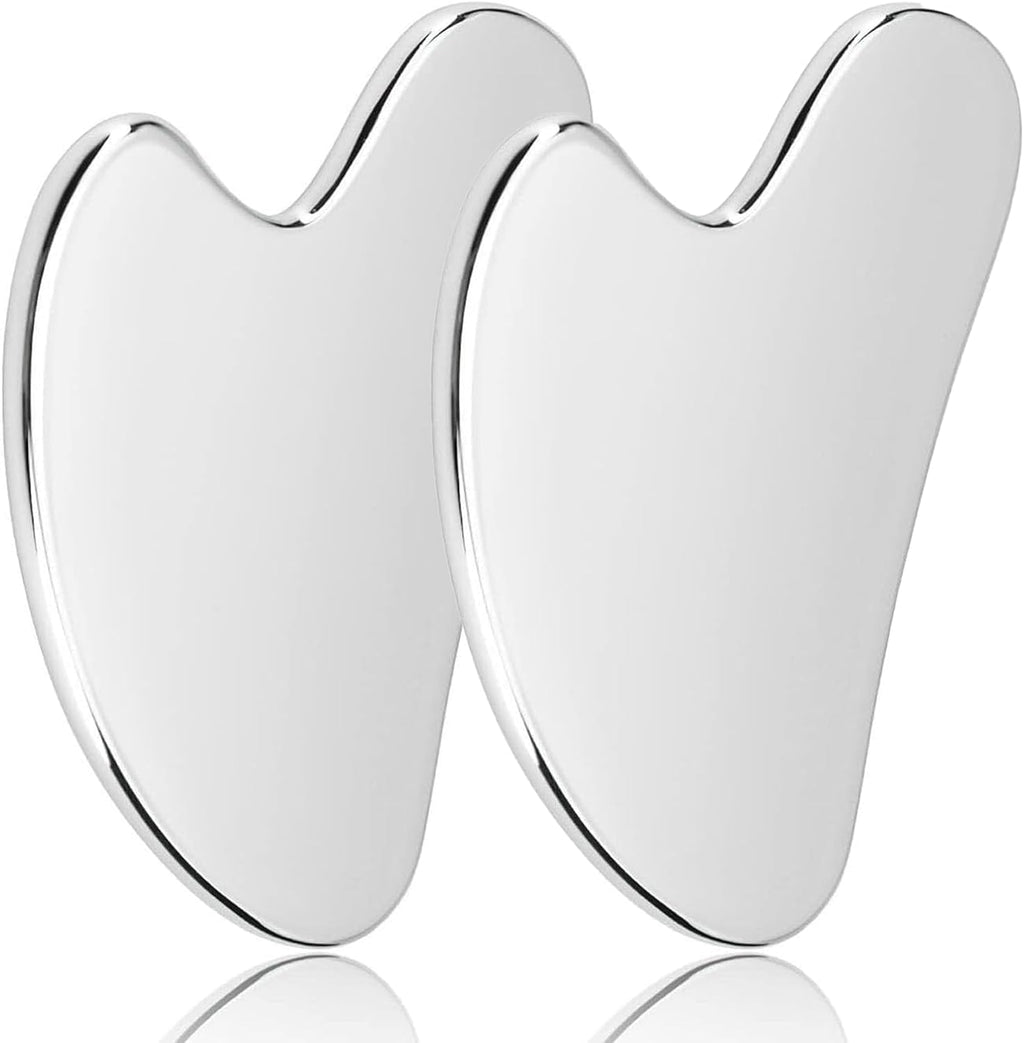 2Pcs Gua Sha Facial Tools Guasha for Face - Stainless Steel Gua Sha Tool - Massager Tool for Jawline & Chin,Fascia Massage Tool, Lymphatic Drainage Massager a