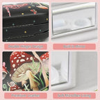 2 in 1 Contact Lens Case and Eyeglasses Case for Women Men Kids, Double Sided Hard Shell Portable Glasses Travel Holder with Built-in Mirror, Contact Lens Box Storage Kit (Black Mushroom)