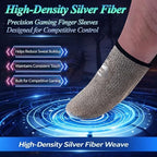 Ultra-Thin Silver Fiber Gaming Finger Sleeves - Breathable, Sweatproof, Seamless Fit with 0.15mm Precision for Enhanced Touchscreen Sensitivity, Anti-Slip Design, and All-Season Comfort