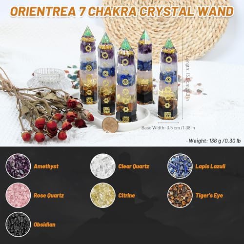 7 Chakra Crystal Wand – Handmade Tree of Life Healing Crystals for Chakra Balance, Energy Cleansing, Reiki, Home Decor, Crystals and Healing Stones