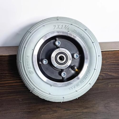 2 Pcs 7 Inch Electric Wheelchair Front Wheel Replacement, 7x1 3/4 Pneumatic Rubber Tire, Aluminum Alloy Wheel Hub, Bearing：8mm