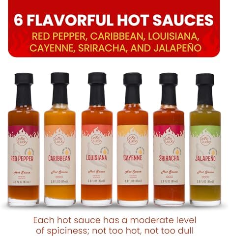 Hot Sauce Gift Set (6 Pack) - Hot Sauce Variety Pack in Premium Wooden Box - Great Gift for Birthday, Christmas, Father's Day for Men, Him, Her, Dad, Mom - Unique Gift Set (Set of 6)